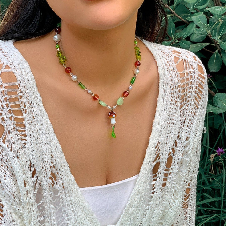 Deals Mushroom Choker Necklace with Freshwater Pearls