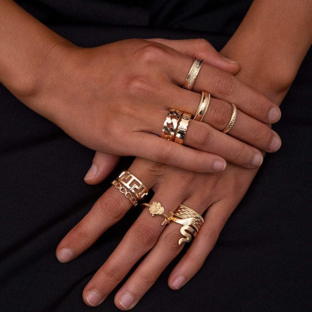 Kord Store Gold Finished Rust Color Minakari Adjustable Delicate Design  Finger Ring Set For Women And Girl