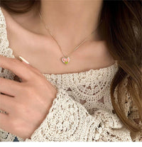 Thumbnail for Chic 24K Gold Filled Resin Pink Tulip Heart Pendant Pearl Chain Necklace Earrings Set - ArtGalleryZen