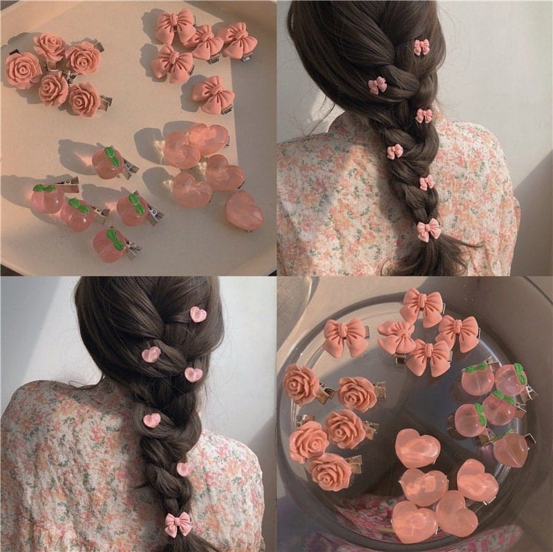 Chic 5 Pieces Pink Hair Clips Set - ArtGalleryZen