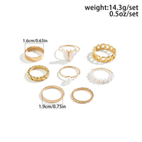 Thumbnail for Chic 8 Pieces Butterfly Pearl Charm Stackable Ring Set - ArtGalleryZen