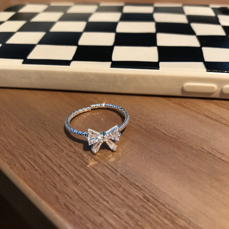 Chic Adjustable Crystal Bowknot Ring - ArtGalleryZen