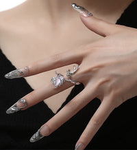 Thumbnail for Chic Adjustable Purple Raw Crystal Rose Ring - ArtGalleryZen