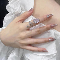 Thumbnail for Chic Adjustable Purple Raw Crystal Rose Ring - ArtGalleryZen