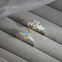 Thumbnail for Chic Antique Angel And Devil Matching Opal Ring Set - ArtGalleryZen