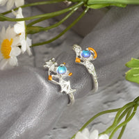 Thumbnail for Chic Antique Angel And Devil Matching Opal Ring Set - ArtGalleryZen