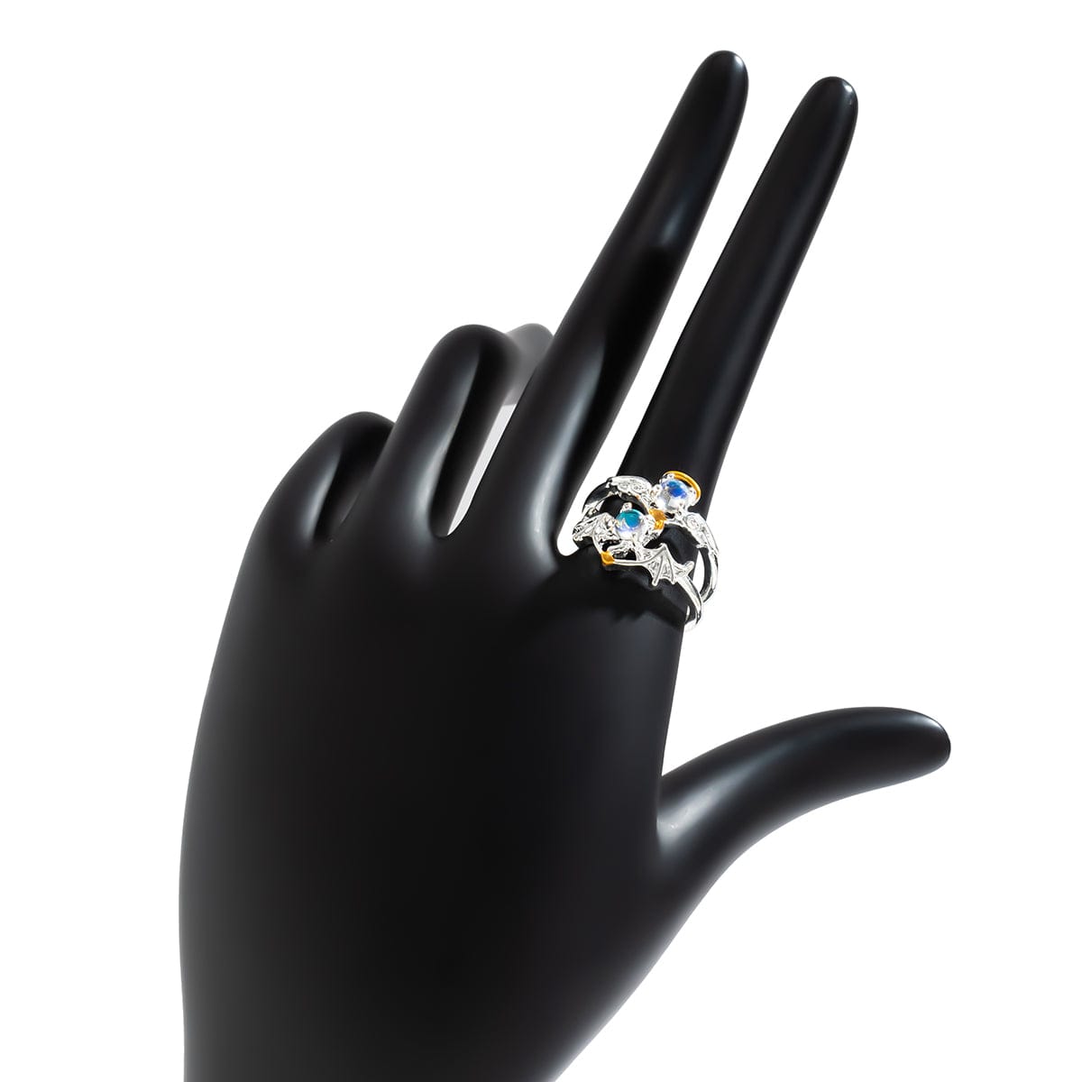 Chic Antique Angel And Devil Matching Opal Ring Set - ArtGalleryZen