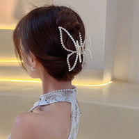 Thumbnail for Chic Butterfly Pearl Chignon Claw Clip Hair Clip - ArtGalleryZen