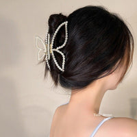 Thumbnail for Chic Butterfly Pearl Chignon Claw Clip Hair Clip - ArtGalleryZen