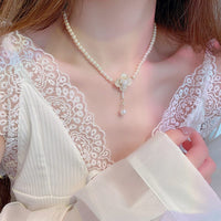 Thumbnail for Chic Camellia Pearl Chain Choker Necklace - ArtGalleryZen