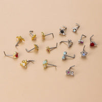 Thumbnail for Chic Colorful CZ Inlaid Stainless Steel Angel Wings Heart Star Nose Piercing Nose Stud - ArtGalleryZen