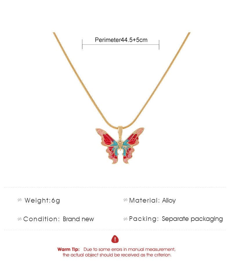 Chic Colorful Enamel Butterfly Necklace - ArtGalleryZen