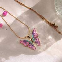 Thumbnail for Chic Colorful Enamel Butterfly Necklace - ArtGalleryZen