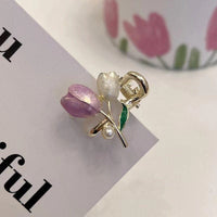 Thumbnail for Chic Colorful Enamel Pearl Charm Tulip Hair Clip - ArtGalleryZen