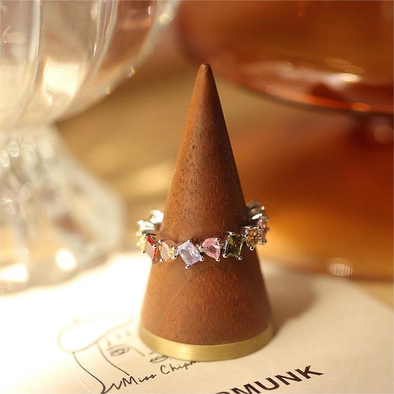 Chic Colorful Rainbow Rhinestone Ring - ArtGalleryZen