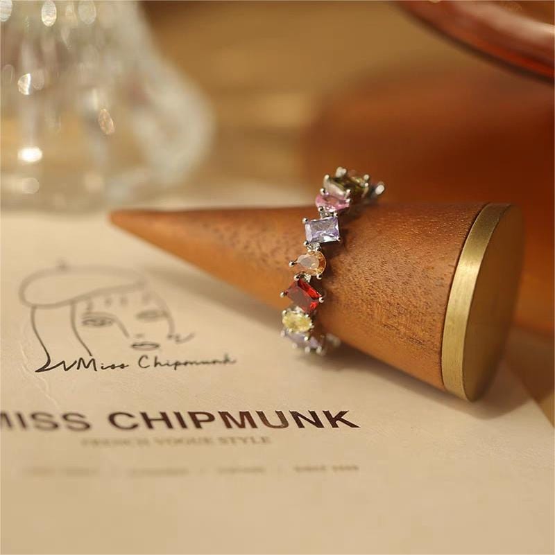 Chic Colorful Rainbow Rhinestone Ring - ArtGalleryZen