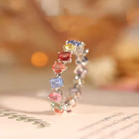 Thumbnail for Chic Colorful Rainbow Rhinestone Ring - ArtGalleryZen