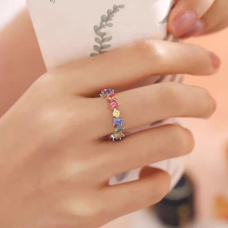Chic Colorful Rainbow Rhinestone Ring - ArtGalleryZen