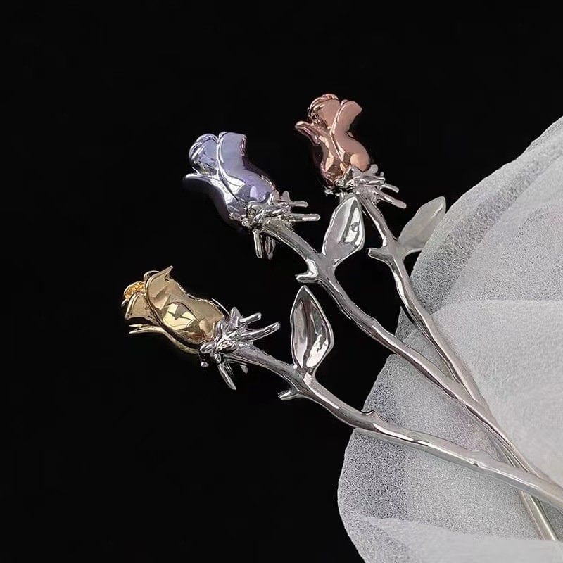 Chic Colorful Rose Chignon Hair Fork Hair Pin - ArtGalleryZen