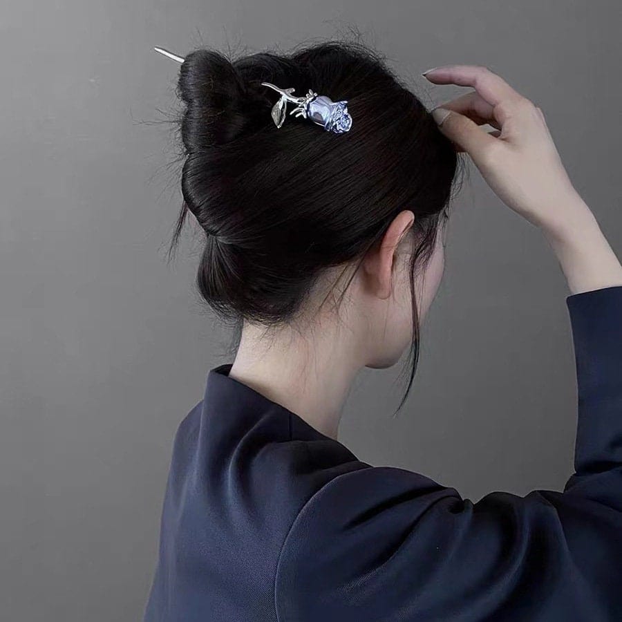 Chic Colorful Rose Chignon Hair Fork Hair Pin - ArtGalleryZen