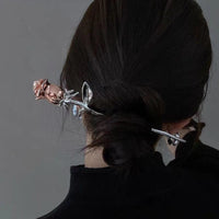 Thumbnail for Chic Colorful Rose Chignon Hair Fork Hair Pin - ArtGalleryZen