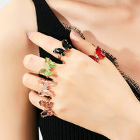 Thumbnail for Chic Colorful Zirconia Butterfly Ring - ArtGalleryZen