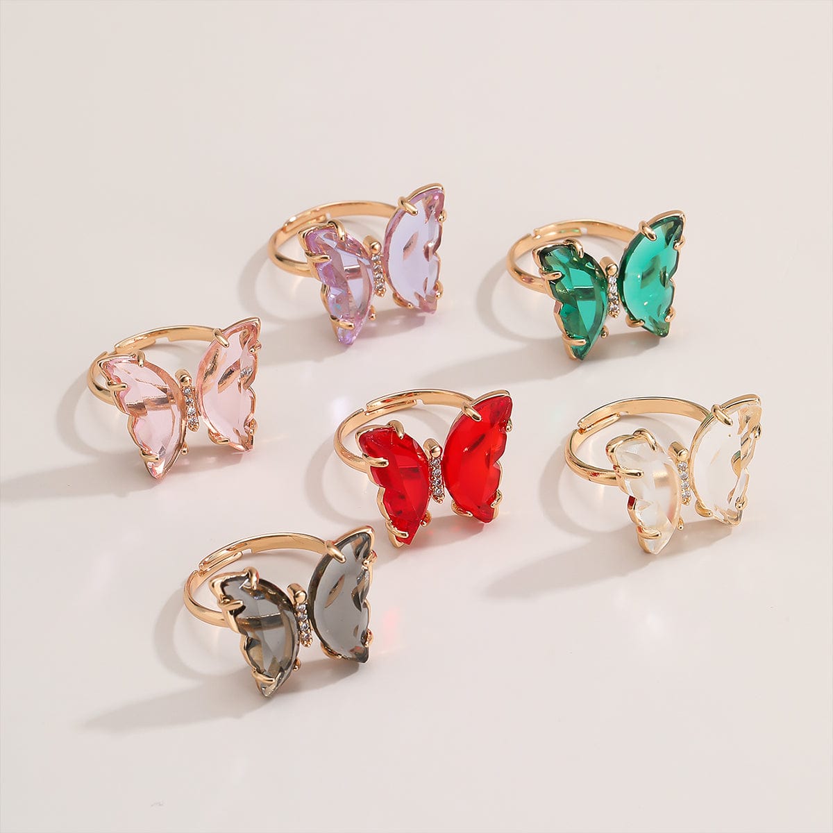 Chic Colorful Zirconia Butterfly Ring - ArtGalleryZen