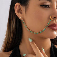 Thumbnail for Chic Crystal Ball Tassel No Piercing Septum To Ear Chain - ArtGalleryZen
