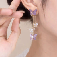 Thumbnail for Chic Crystal Butterfly Dangle Earrings - ArtGalleryZen