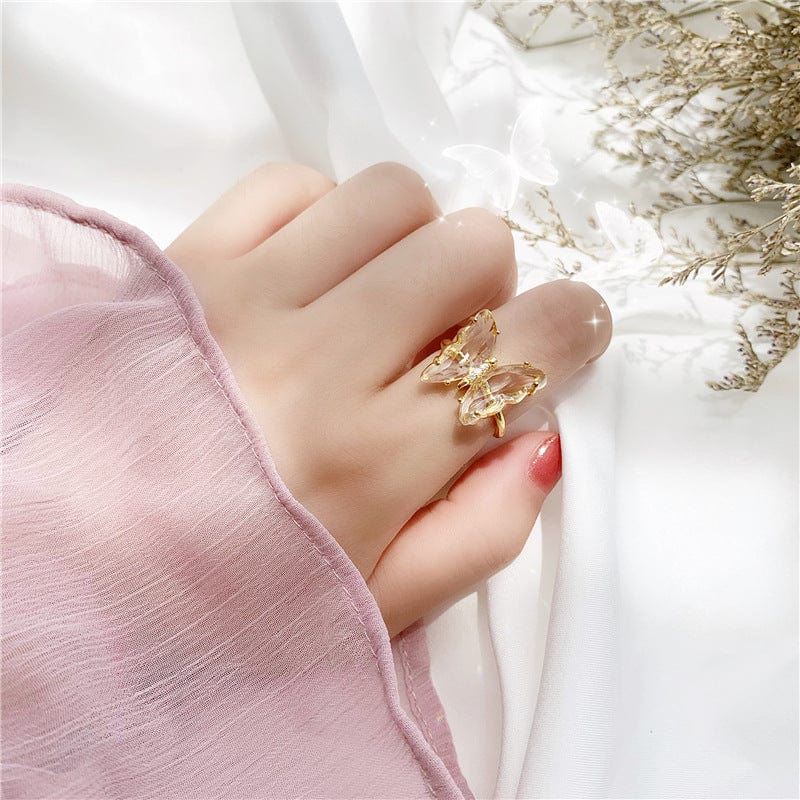 Chic Crystal Butterfly Ring - ArtGalleryZen