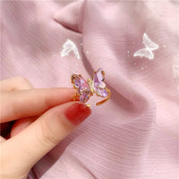 Thumbnail for Chic Crystal Butterfly Ring - ArtGalleryZen
