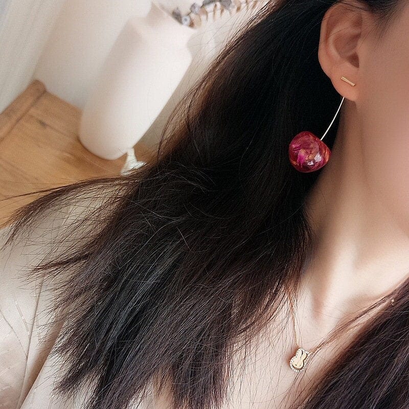 Chic Crystal Cherry Dangle Earrings - ArtGalleryZen