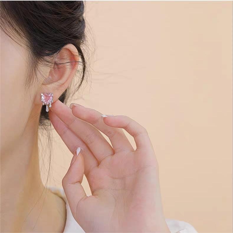 Chic Crystal Heart Melting Earrings - ArtGalleryZen