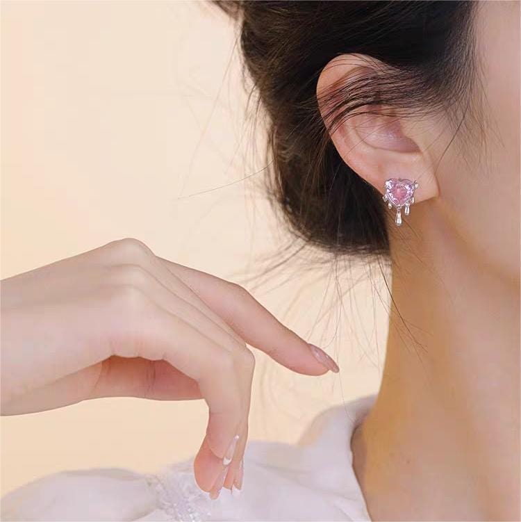 Chic Crystal Heart Melting Earrings - ArtGalleryZen