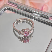Thumbnail for Chic CZ Inlaid Adjustable Crystal Star Heart Ring - ArtGalleryZen