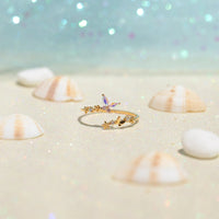 Thumbnail for Chic CZ Inlaid Adjustable Floral Butterfly Ring - ArtGalleryZen