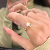 Thumbnail for Chic CZ Inlaid Adjustable Flower Ring - ArtGalleryZen
