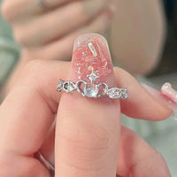 Thumbnail for Chic CZ Inlaid Adjustable Opal Crown Matching Rings - ArtGalleryZen