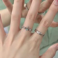 Thumbnail for Chic CZ Inlaid Adjustable Opal Crown Matching Rings - ArtGalleryZen