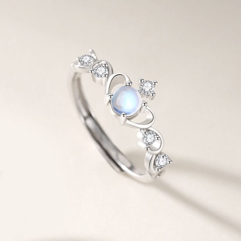 Chic CZ Inlaid Adjustable Opal Crown Matching Rings - ArtGalleryZen