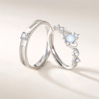 Thumbnail for Chic CZ Inlaid Adjustable Opal Crown Matching Rings - ArtGalleryZen