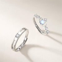 Thumbnail for Chic CZ Inlaid Adjustable Opal Crown Matching Rings - ArtGalleryZen