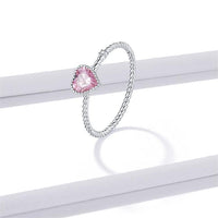 Thumbnail for Chic CZ Inlaid Adjustable Pink Crystal Heart Ring - ArtGalleryZen