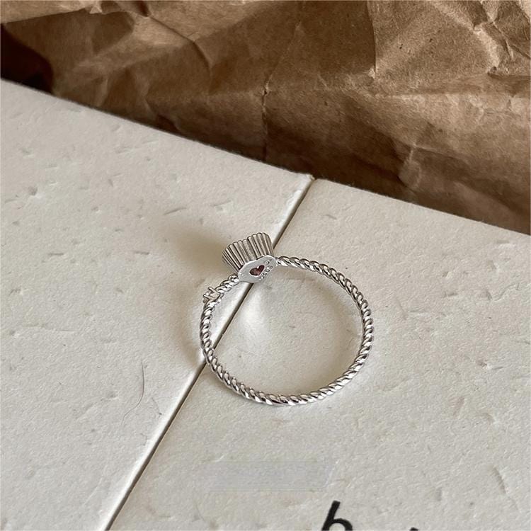 Chic CZ Inlaid Adjustable Pink Crystal Heart Ring - ArtGalleryZen