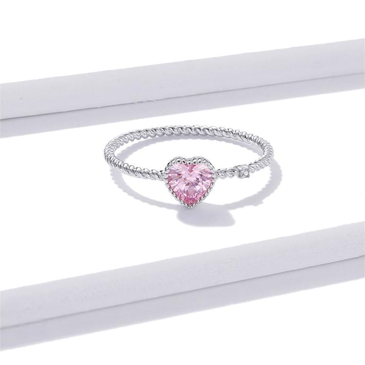 Pandora Silver Cz Pink Hearts Ring