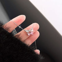 Thumbnail for Chic CZ Inlaid Bowknot Cherry Pendant Necklace - ArtGalleryZen