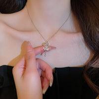 Thumbnail for Chic CZ Inlaid Bowknot Heart Magic Wand Necklace - ArtGalleryZen