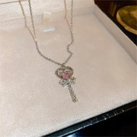 Thumbnail for Chic CZ Inlaid Bowknot Heart Magic Wand Necklace - ArtGalleryZen