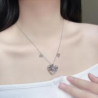 Thumbnail for Chic CZ Inlaid Bowknot Heart Pendant Necklace - ArtGalleryZen