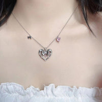 Thumbnail for Chic CZ Inlaid Bowknot Heart Pendant Necklace - ArtGalleryZen